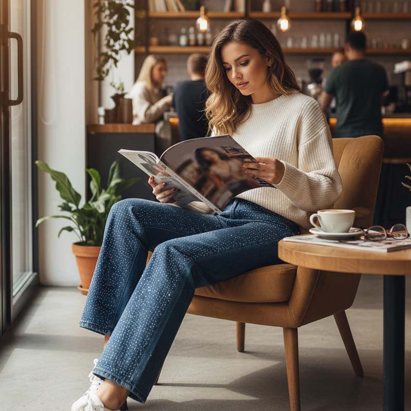 Lunessavelle - Jeans Pour Femmes Élégants Avec Strass