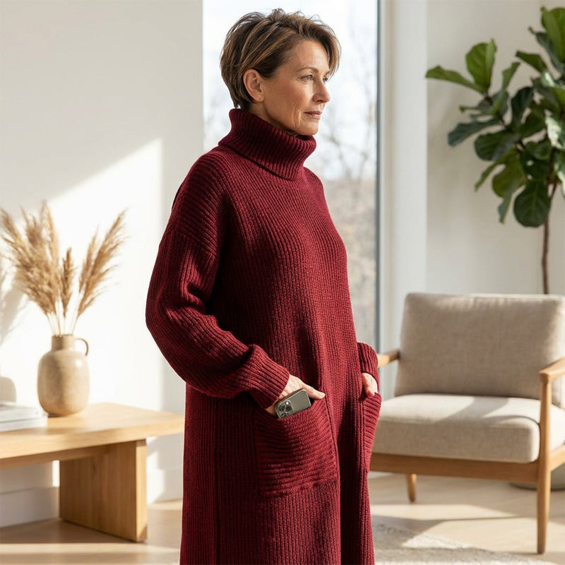 Cyrillae – Robe Pull Col Montant avec Poches